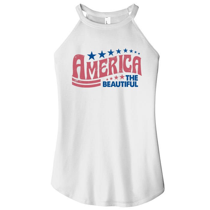 Retro America Beautiful 4th Of July Fourth Of July Patriotic USA Women's Perfect Tri Rocker Tank