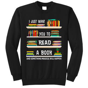 Read A Book Something Magical Will Happen Book Lovers Tall Sweatshirt