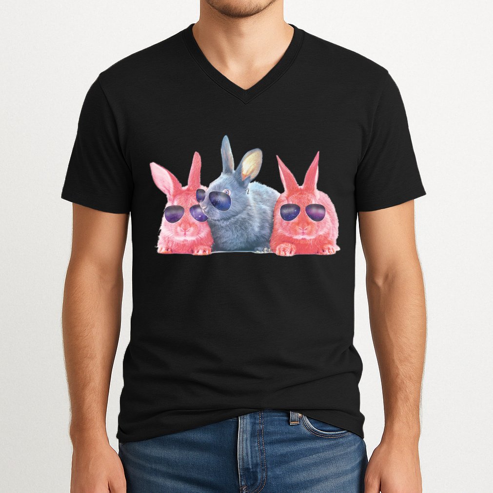 Rabbit Galaxy Cool V-Neck T-Shirt