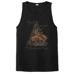 Rockin Around Christmas Tree Cow Retro Xmas Western Rodeo Gift PosiCharge Competitor Tank