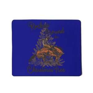 Rockin Around Christmas Tree Cow Retro Xmas Western Rodeo Gift Mousepad