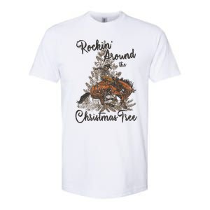 Rockin Around Christmas Tree Cow Retro Xmas Western Rodeo Gift Softstyle CVC T-Shirt