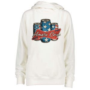 Retro Ameri Can America Flag 4th Of July Independence Day Womens Funnel Neck Pullover Hood