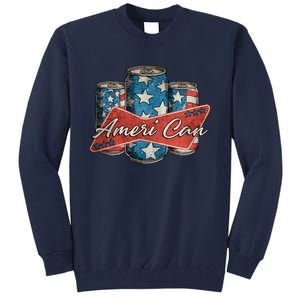 Retro Ameri Can America Flag 4th Of July Independence Day Tall Sweatshirt