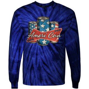 Retro Ameri Can America Flag 4th Of July Independence Day Tie-Dye Long Sleeve Shirt