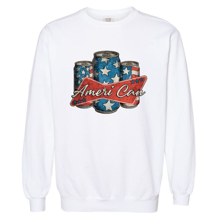 Retro Ameri Can America Flag 4th Of July Independence Day Garment-Dyed Sweatshirt