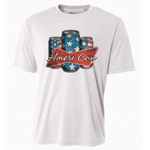 Retro Ameri Can America Flag 4th Of July Independence Day Cooling Performance Crew T-Shirt