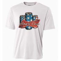 Retro Ameri Can America Flag 4th Of July Independence Day Cooling Performance Crew T-Shirt