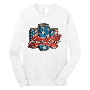 Retro Ameri Can America Flag 4th Of July Independence Day Long Sleeve Shirt