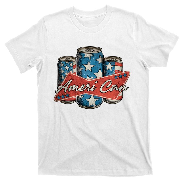 Retro Ameri Can America Flag 4th Of July Independence Day T-Shirt