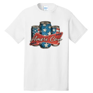 Retro Ameri Can America Flag 4th Of July Independence Day Tall T-Shirt