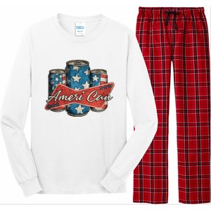 Retro Ameri Can America Flag 4th Of July Independence Day Long Sleeve Pajama Set