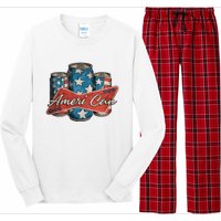 Retro Ameri Can America Flag 4th Of July Independence Day Long Sleeve Pajama Set