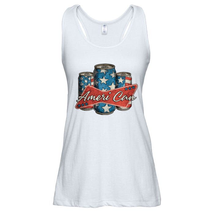 Retro Ameri Can America Flag 4th Of July Independence Day Ladies Essential Flowy Tank