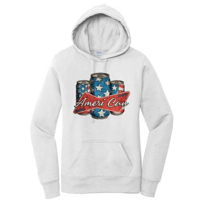 Retro Ameri Can America Flag 4th Of July Independence Day Women's Pullover Hoodie