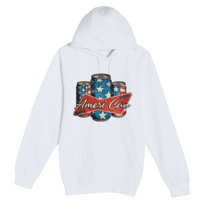 Retro Ameri Can America Flag 4th Of July Independence Day Premium Pullover Hoodie