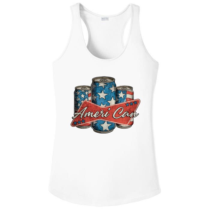 Retro Ameri Can America Flag 4th Of July Independence Day Ladies PosiCharge Competitor Racerback Tank