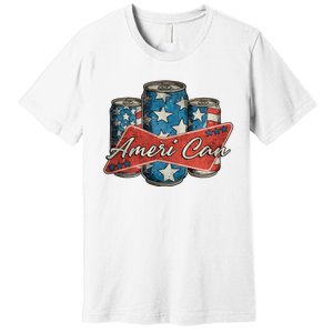 Retro Ameri Can America Flag 4th Of July Independence Day Premium T-Shirt