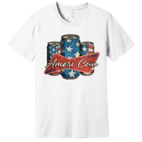 Retro Ameri Can America Flag 4th Of July Independence Day Premium T-Shirt