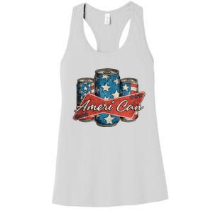 Retro Ameri Can America Flag 4th Of July Independence Day Women's Racerback Tank