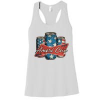 Retro Ameri Can America Flag 4th Of July Independence Day Women's Racerback Tank