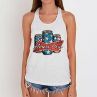 Retro Ameri Can America Flag 4th Of July Independence Day Women's Knotted Racerback Tank