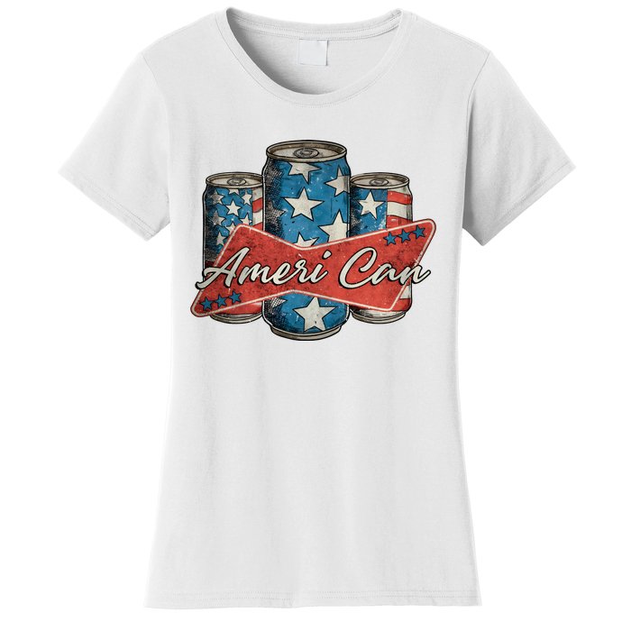 Retro Ameri Can America Flag 4th Of July Independence Day Women's T-Shirt