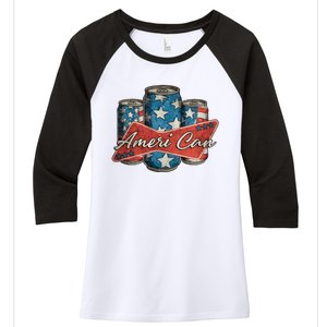 Retro Ameri Can America Flag 4th Of July Independence Day Women's Tri-Blend 3/4-Sleeve Raglan Shirt