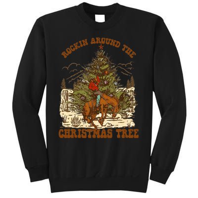 Rockin Around Christmas Cowboy Tree Santa Ride Horse Pajama Sweatshirt