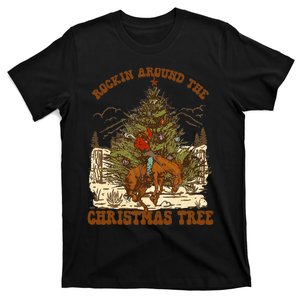 Rockin Around Christmas Cowboy Tree Santa Ride Horse Pajama T-Shirt