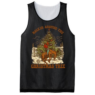 Rockin Around Christmas Cowboy Tree Santa Ride Horse Pajama Mesh Reversible Basketball Jersey Tank