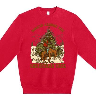 Rockin Around Christmas Cowboy Tree Santa Ride Horse Pajama Premium Crewneck Sweatshirt