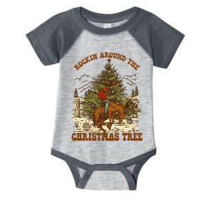 Rockin Around Christmas Cowboy Tree Santa Ride Horse Pajama Infant Baby Jersey Bodysuit