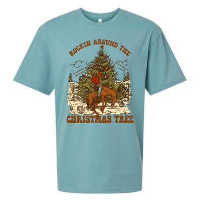 Rockin Around Christmas Cowboy Tree Santa Ride Horse Pajama Sueded Cloud Jersey T-Shirt