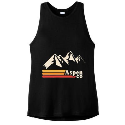 Retro Aspen Co Colorado Mountains Ski Ladies PosiCharge Tri-Blend Wicking Tank