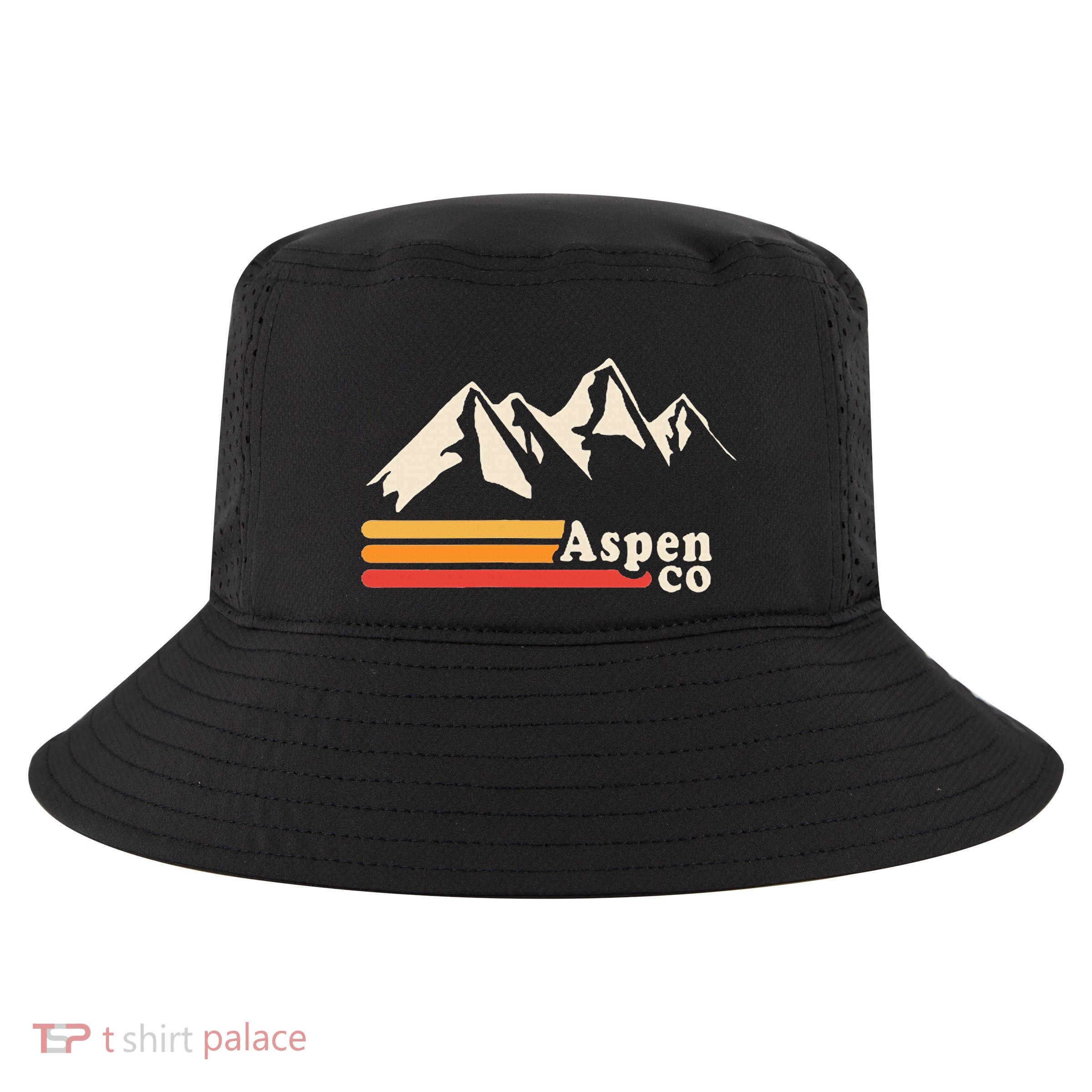Retro Aspen Co Colorado Mountains Ski Cool Comfort Performance Bucket Hat