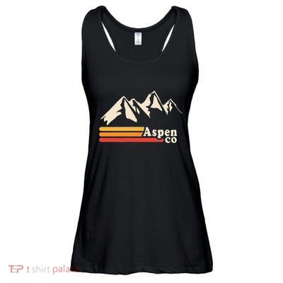 Retro Aspen Co Colorado Mountains Ski Ladies Essential Flowy Tank