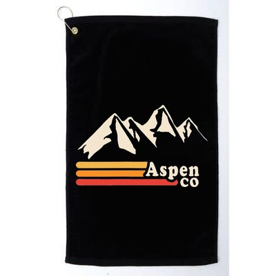 Retro Aspen Co Colorado Mountains Ski Golf Towel