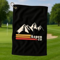 Retro Aspen Co Colorado Mountains Ski Golf Towel
