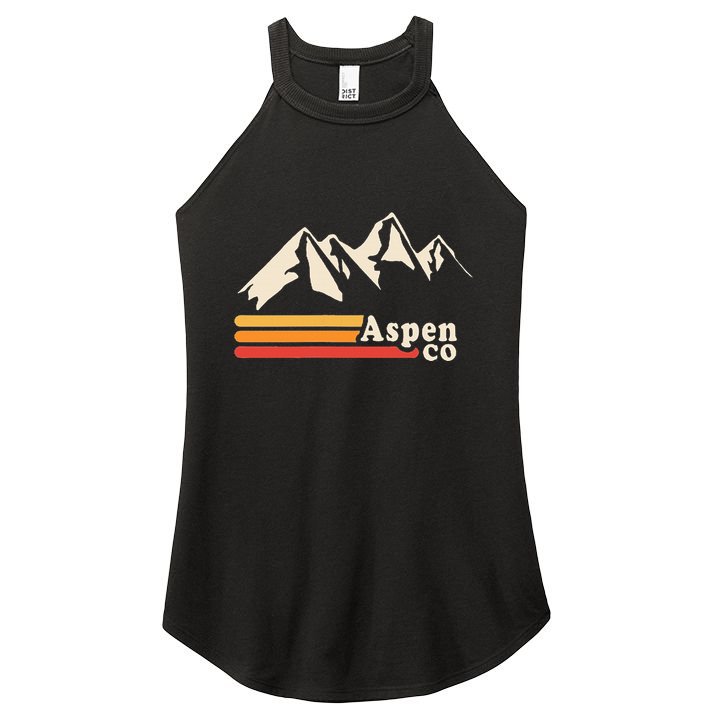 Retro Aspen Co Colorado Mountains Ski Women's Perfect Tri Rocker Tank