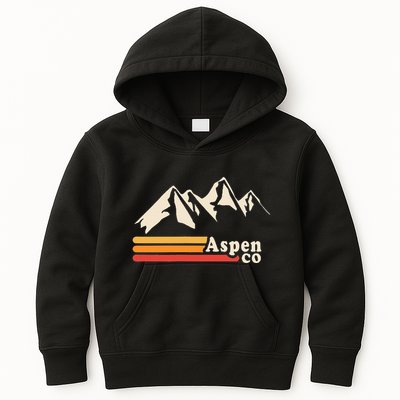 Retro Aspen Co Colorado Mountains Ski Kids Hoodie