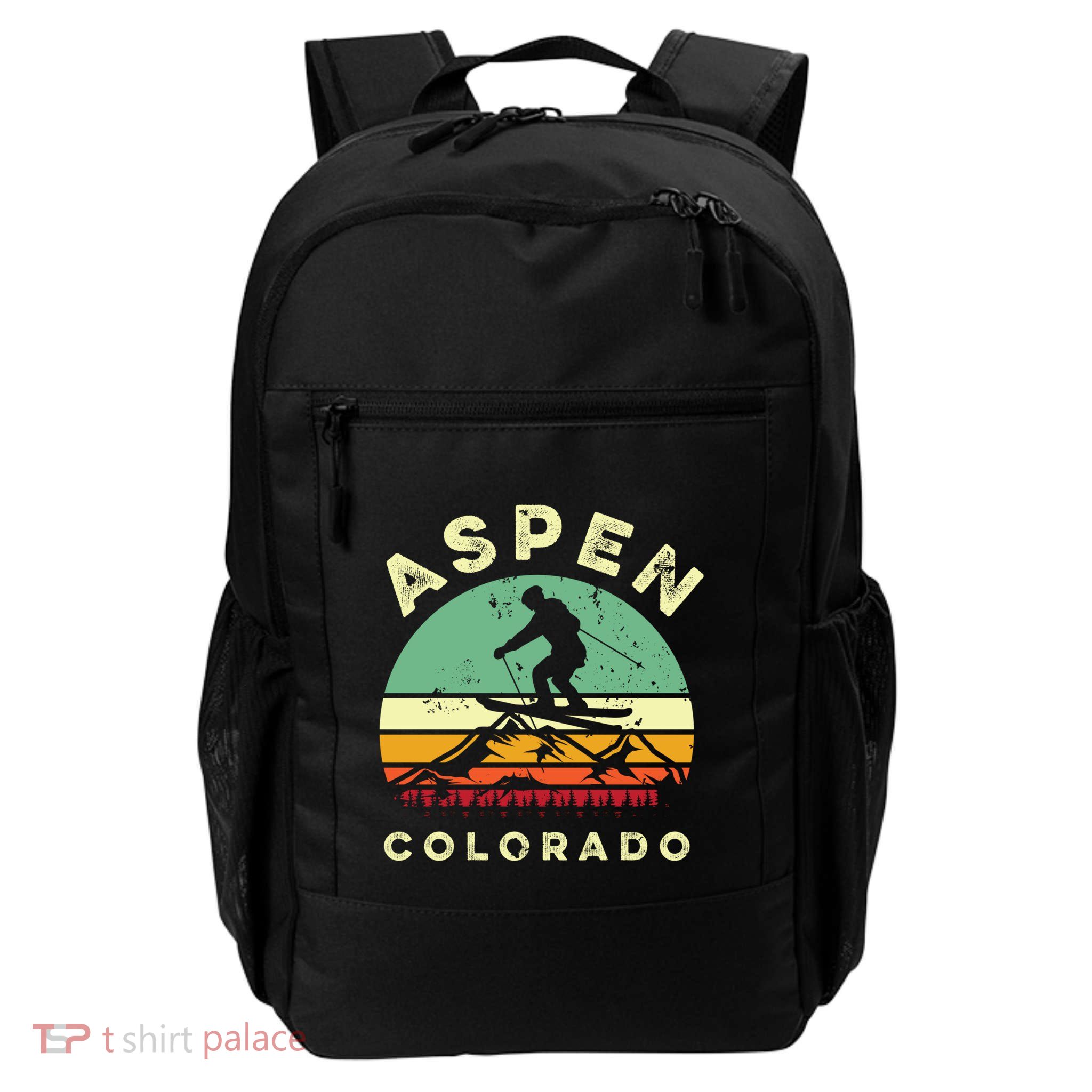 Retro Aspen Colorado Skiing Vintage Skier 70s Ski Lover Great Gift Backpack