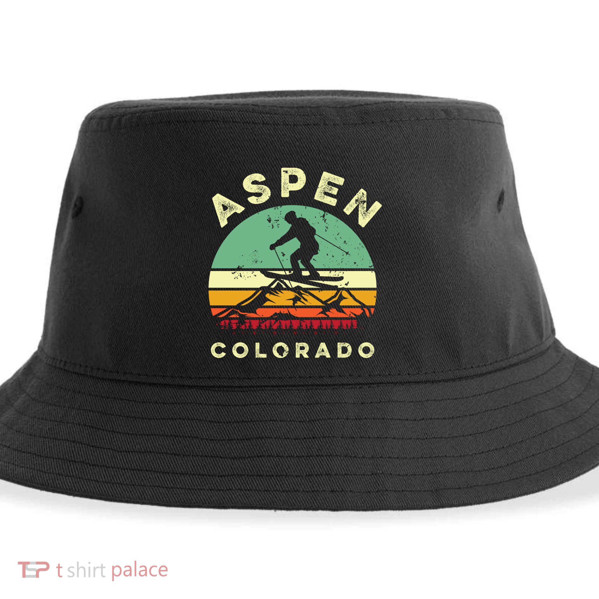Retro Aspen Colorado Skiing Vintage Skier 70s Ski Lover Great Gift Sustainable Bucket Hat