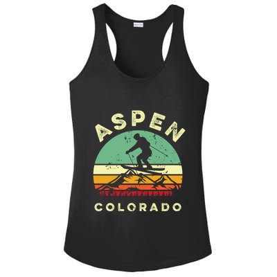 Retro Aspen Colorado Skiing Vintage Skier 70s Ski Lover Great Gift Ladies PosiCharge Competitor Racerback Tank
