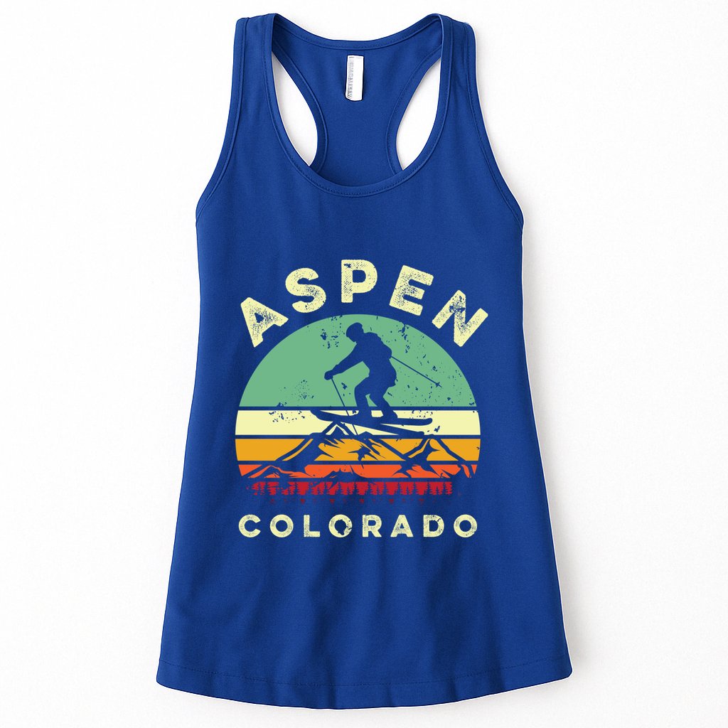 Retro Aspen Colorado Skiing Vintage Skier 70s Ski Lover Great Gift Womens Tank Top