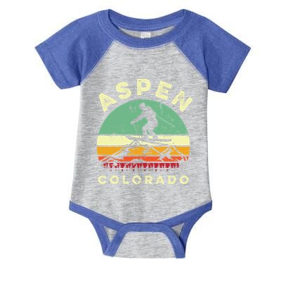 Retro Aspen Colorado Skiing Vintage Skier 70s Ski Lover Great Gift Infant Baby Jersey Bodysuit