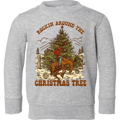 Rockin Around Christmas Cowboy Tree Santa Ride Horse Pajama Toddler Sweatshirt