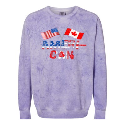 Retro AmeriCan Canada USA Flag Patriotic Canadian American Colorblast Crewneck Sweatshirt