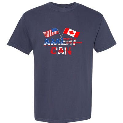 Retro AmeriCan Canada USA Flag Patriotic Canadian American Garment-Dyed Heavyweight T-Shirt