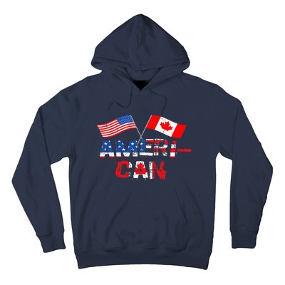 Retro AmeriCan Canada USA Flag Patriotic Canadian American Hoodie